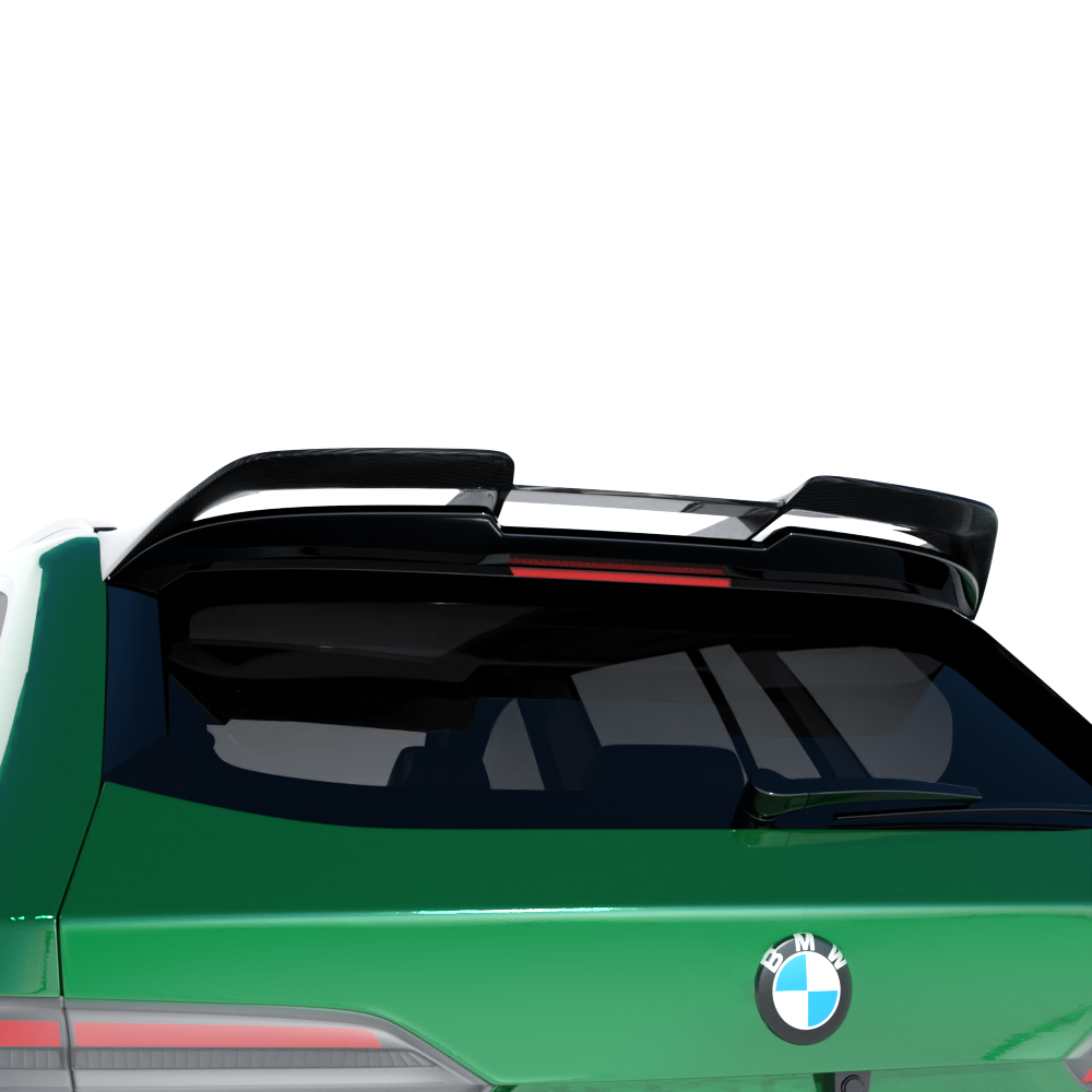 BMW G99 M5 Touring 2024 carbon fiber spoiler by CT Carbon, showing sleek aerodynamic design on the vehicle's rear.