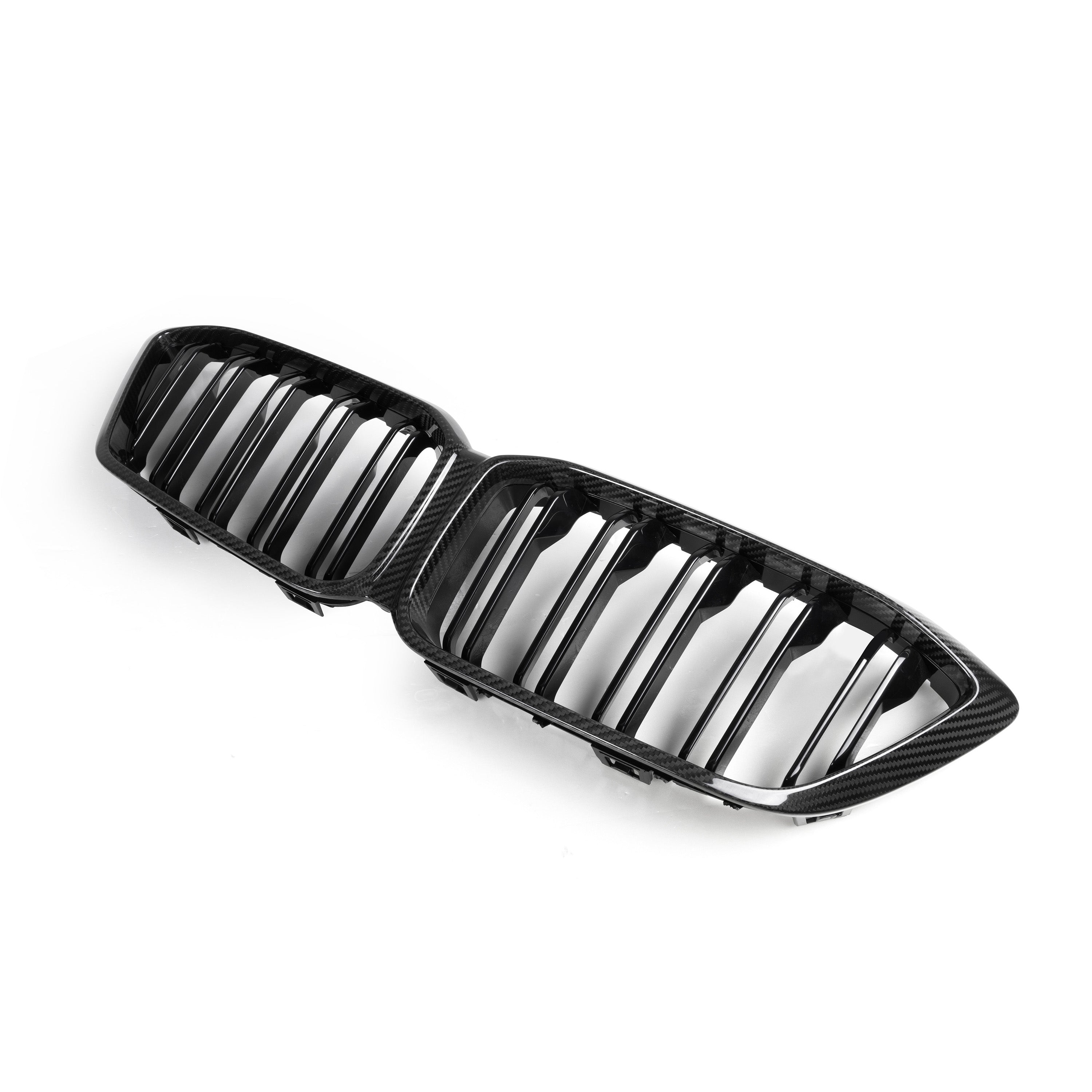 BMW M2C F87C carbon fibre grille by CT Carbon, close-up view showcasing sleek black finish and detailed design for sporty style.