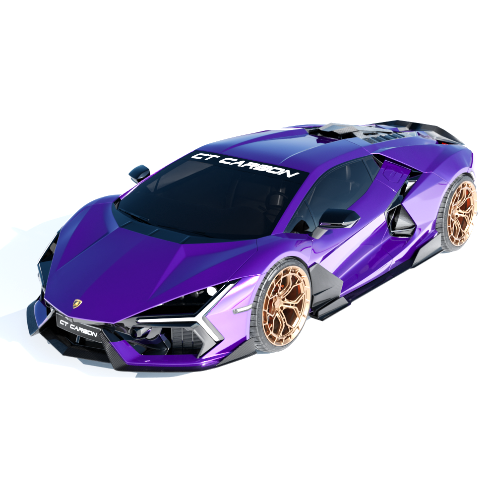 Lamborghini Revuelto matte carbon fiber side skirts by CT Carbon, showcasing sleek, textured automotive side panel enhancements.
