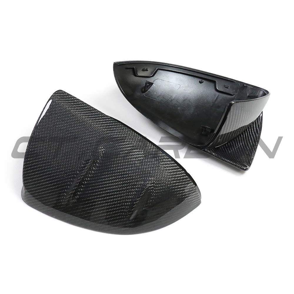 Mercedes C-Class W206 2021-2023 dry carbon fiber mirror covers by CT Carbon, showing sleek, lightweight replacement mirror caps.