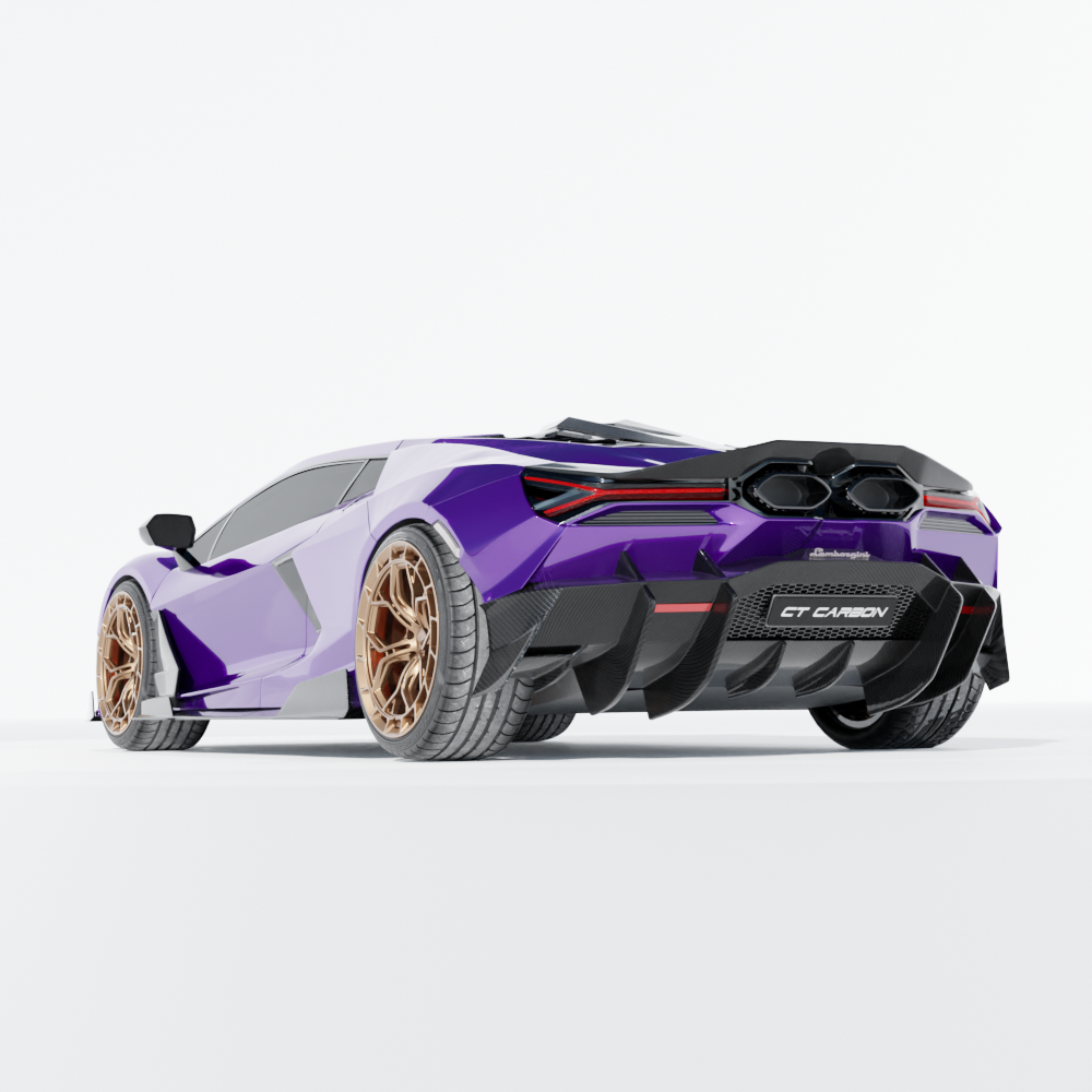 Lamborghini Revuelto matte carbon fiber side skirts by CT Carbon installed on a sports car, showcasing sleek, aerodynamic design.