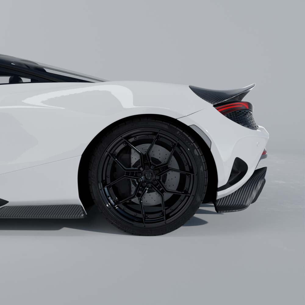 CT Carbon McLaren 750S full carbon fiber kit, showing detailed panels and sleek aerodynamic design for the car.