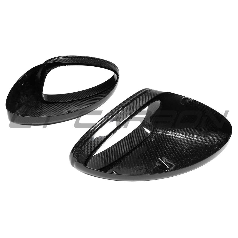 CT Carbon dry carbon mirror covers for Porsche 718 Cayman and Boxster 2019-2021, right-hand drive, sleek aerodynamic design