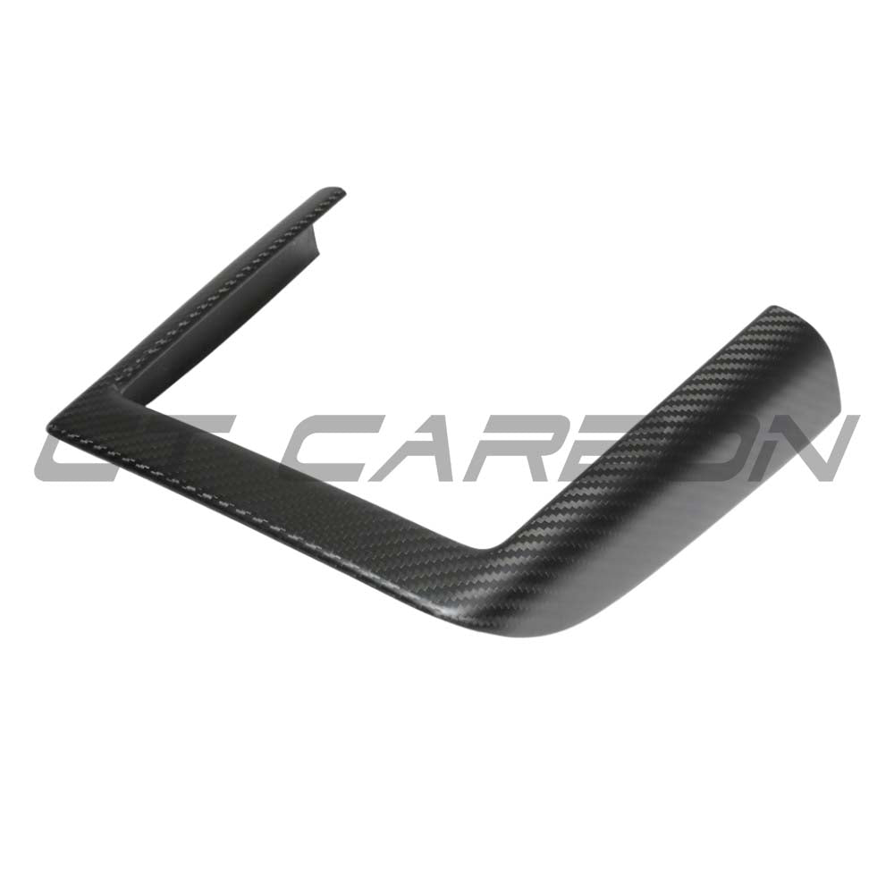 CT Carbon Tesla Model Y 2025+ facelift matte dry carbon wireless charger frame cover interior accessory, showcasing sleek design.