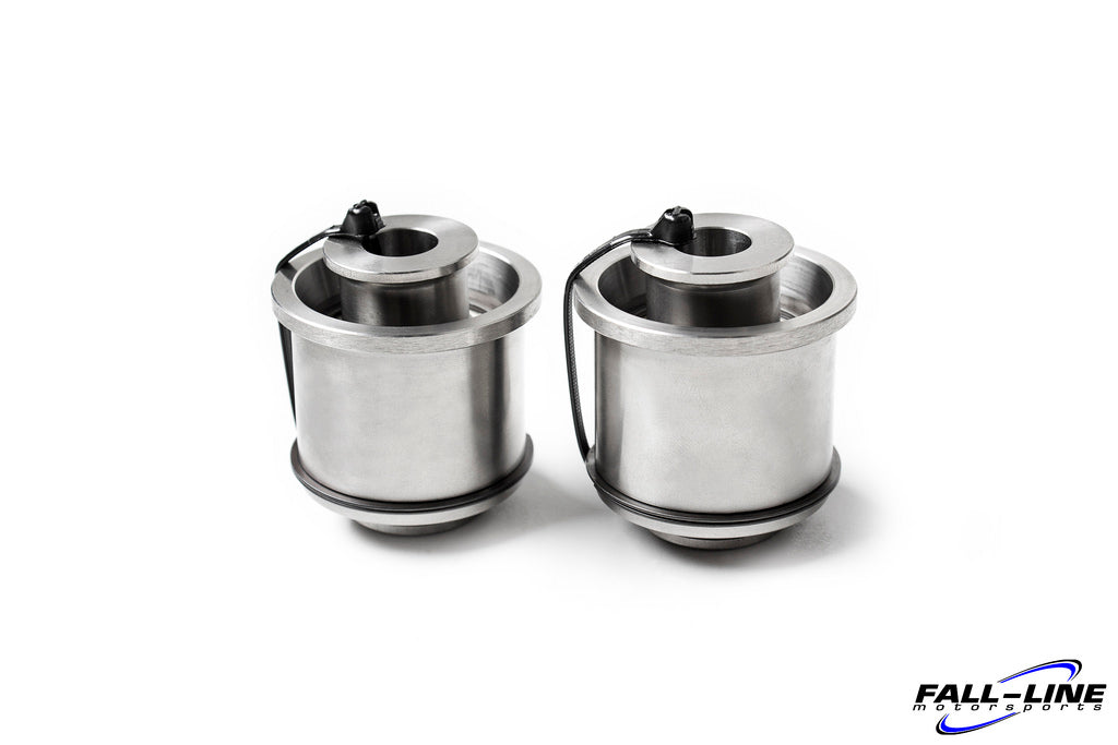 Fall Line Motorsports G8x F8x M2 M3 M4 rear upper control arm bearing set with bushings, shown in detailed close-up.