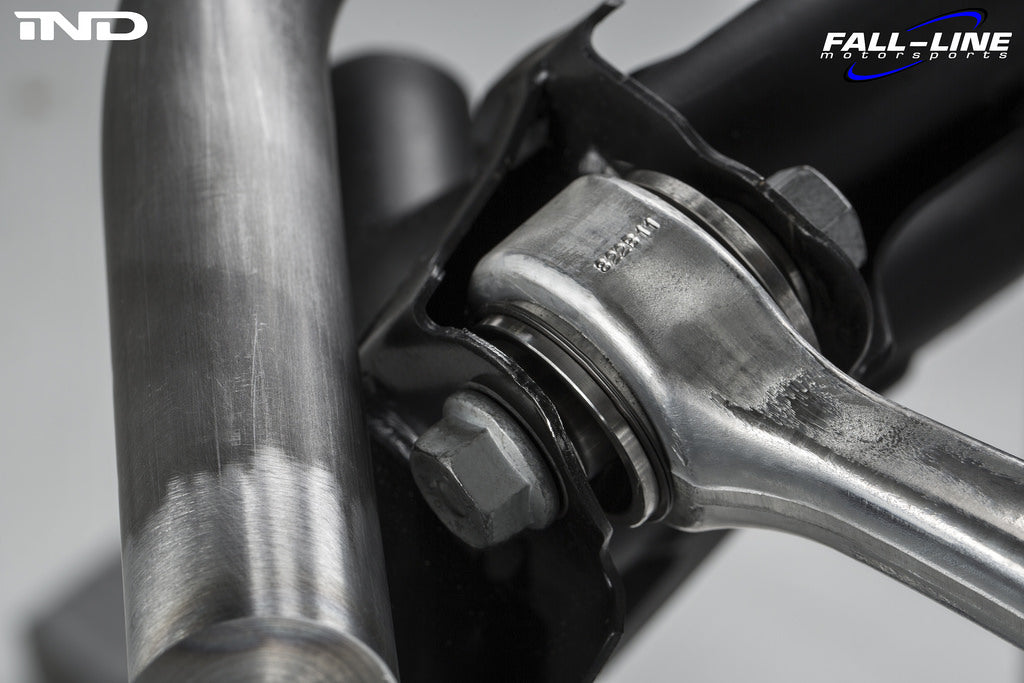 Fall Line Motorsports rear upper control arm bearing bushes for G8x, F8x M2, M3, M4 BMW models, showing the bush components.