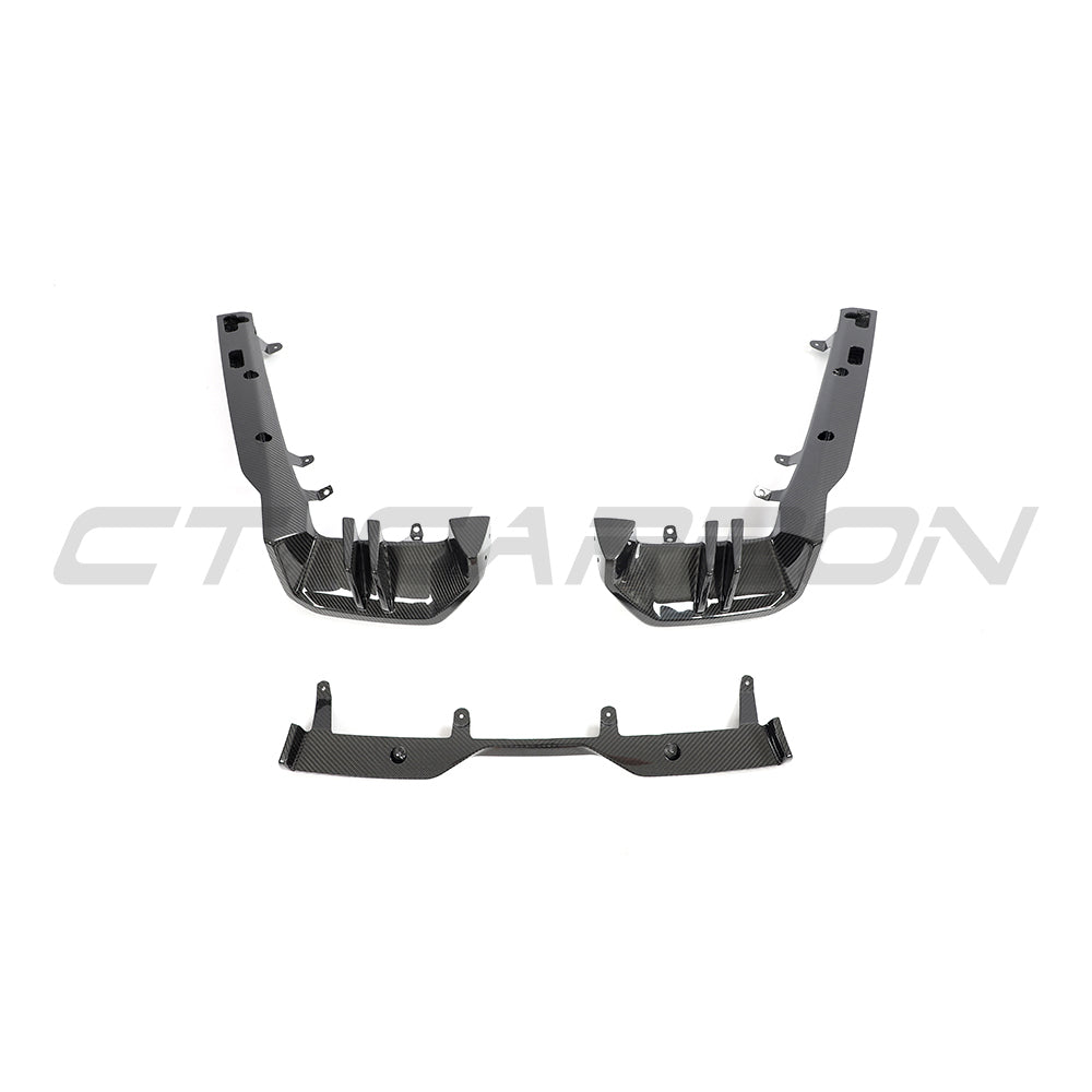 BMW G60 5 Series I5 full carbon fiber kit by CT Carbon, showing lightweight, glossy carbon fiber panels and sleek car exterior.