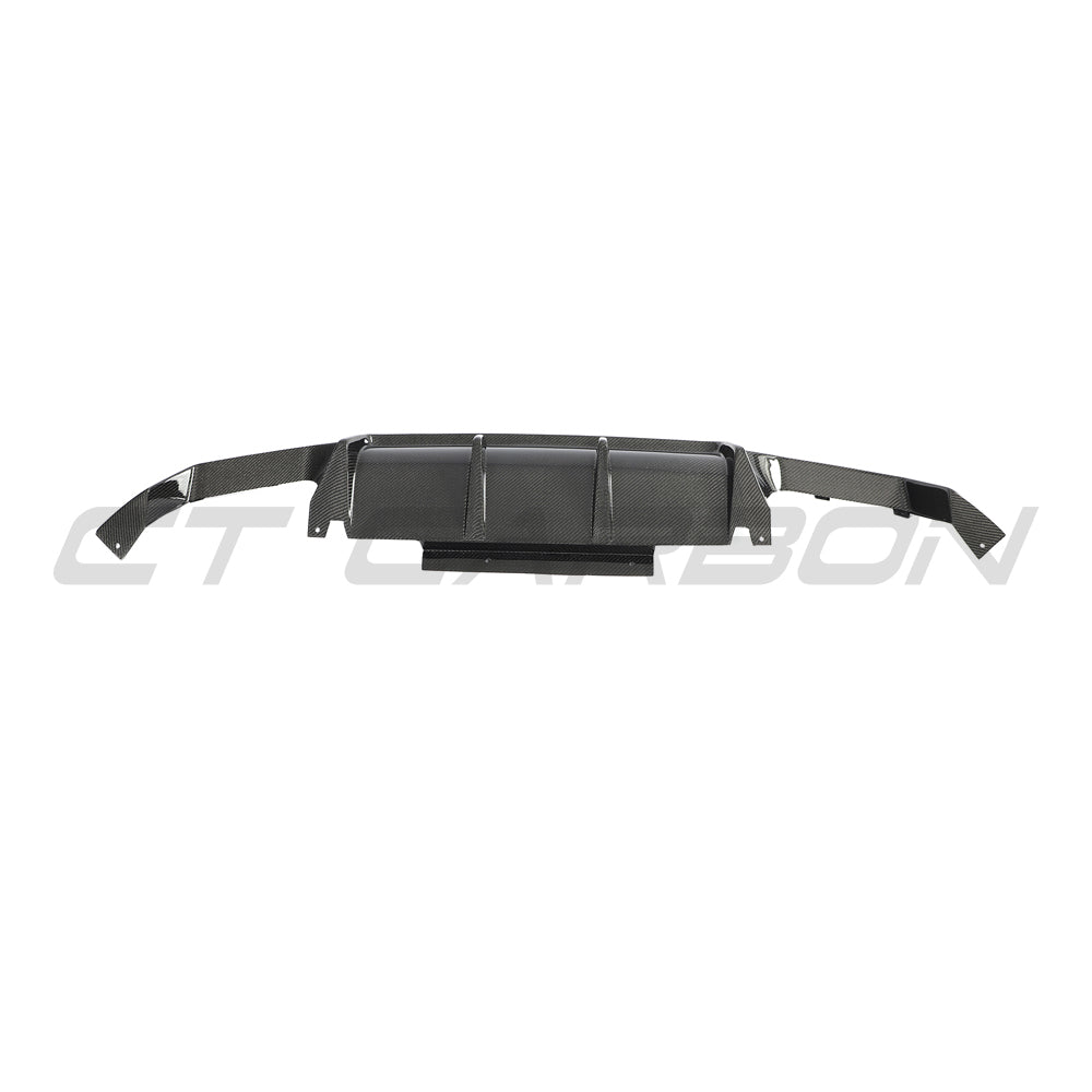 BMW G02 X4 and F98 X4M LCI carbon fibre diffuser by CT Carbon, showcasing sleek black aerodynamic rear car accessory.