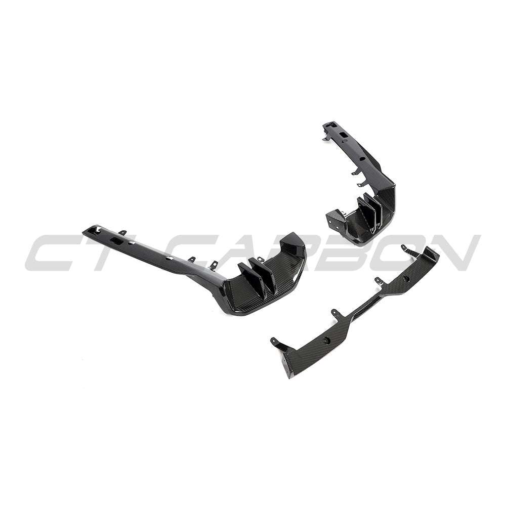 BMW G60 5 Series and I5 full carbon fibre kit by CT Carbon, showing lightweight, textured carbon fibre panels and parts.