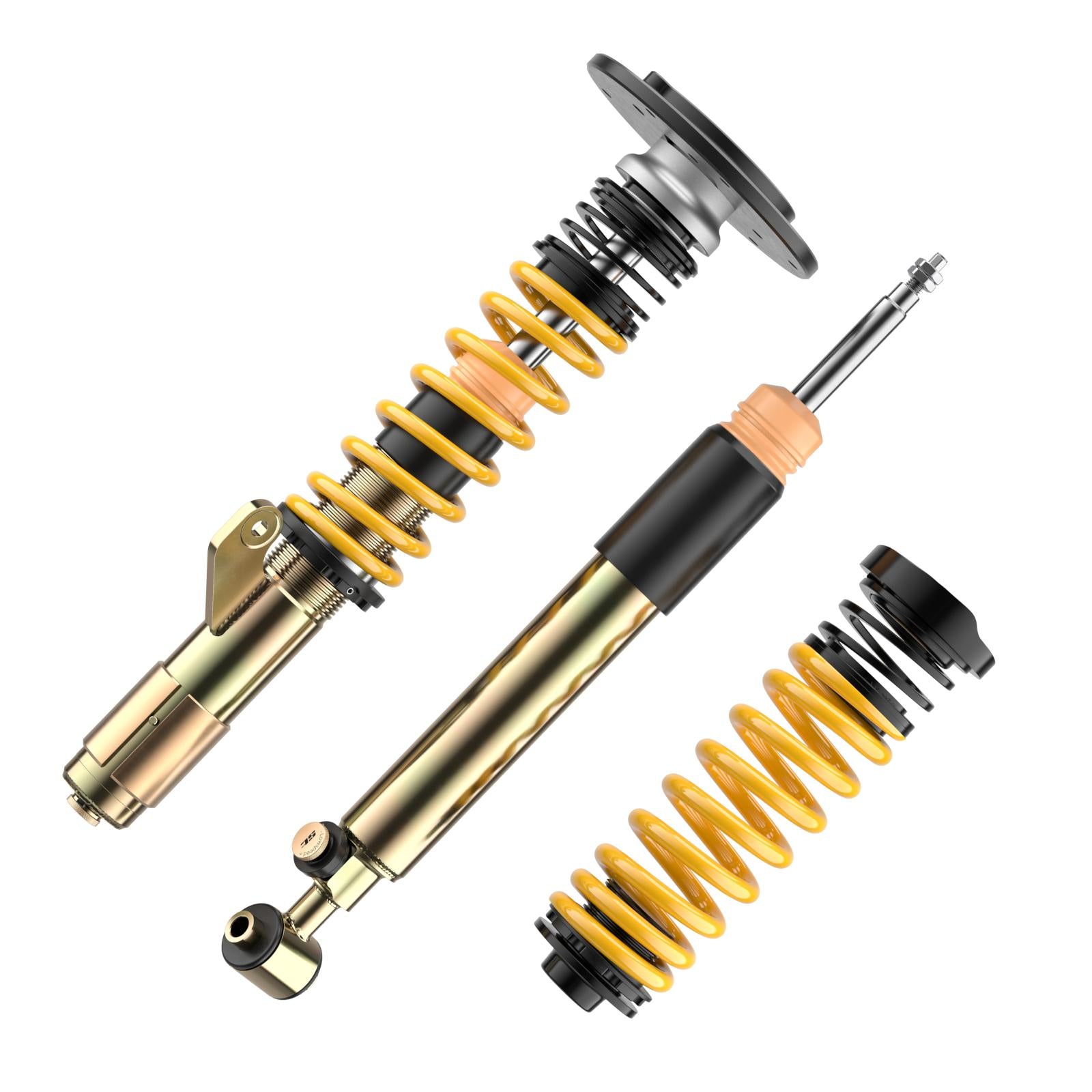 ST Suspension ST XTA plus coilovers for BMW F20-F36 models, showing adjustable shock absorbers and coil spring components.