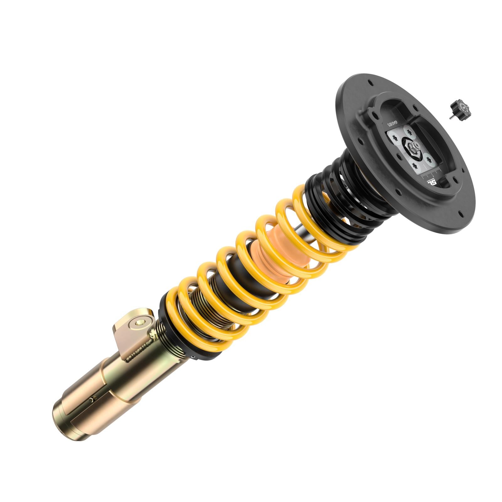 ST Suspension ST XTA Plus coilovers for BMW F20 to F36 models, showing the adjustable coilover shocks with mounting hardware.