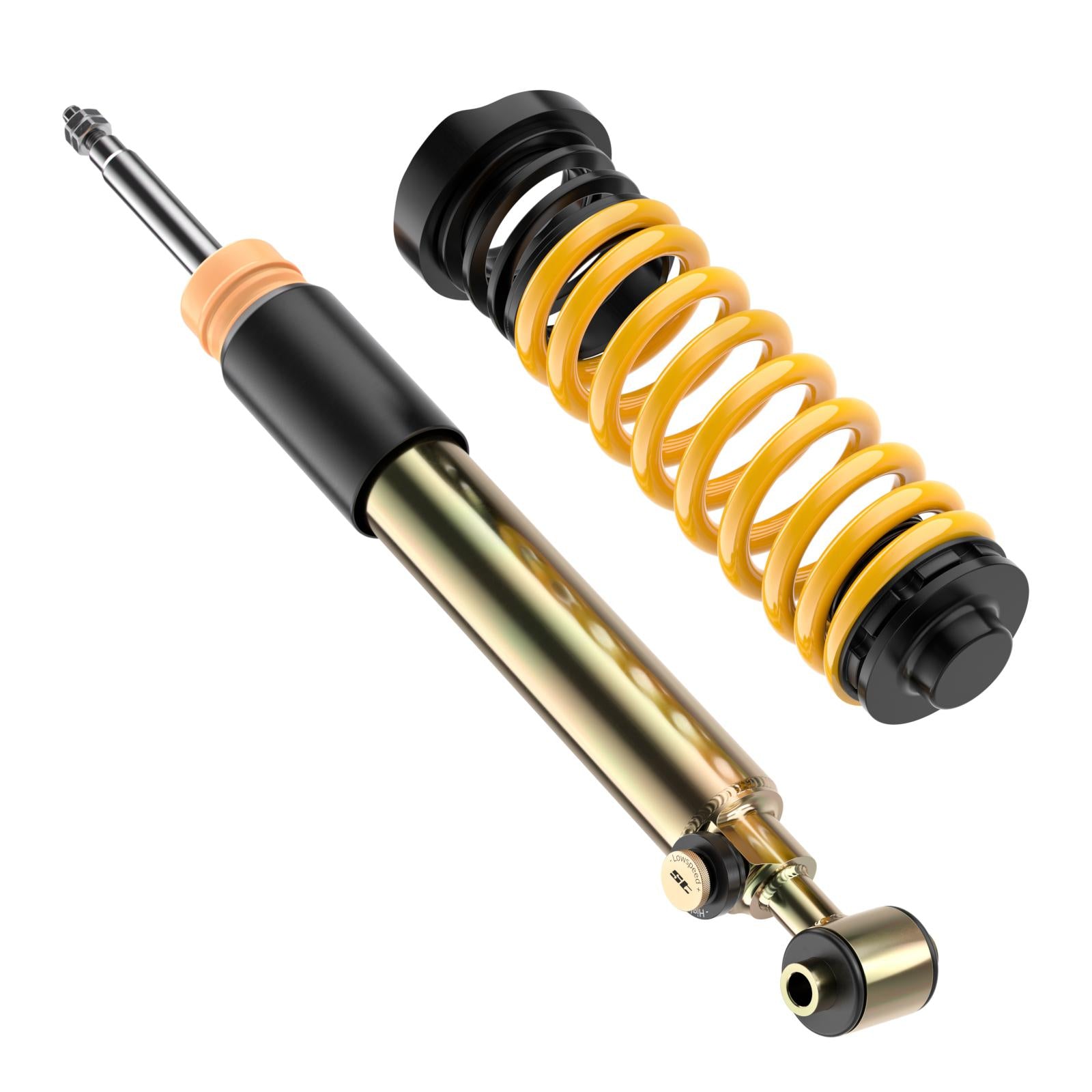 ST Suspension ST XTA plus coilovers for BMW F20-F36 series, showing the adjustable coilover strut with mounting hardware.