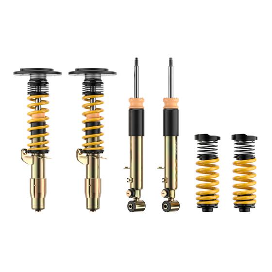 ST Suspension ST XTA PLUS coilovers for BMW F80 M3, F82 M4, F83 M4 with adjustable damping and top mounts.