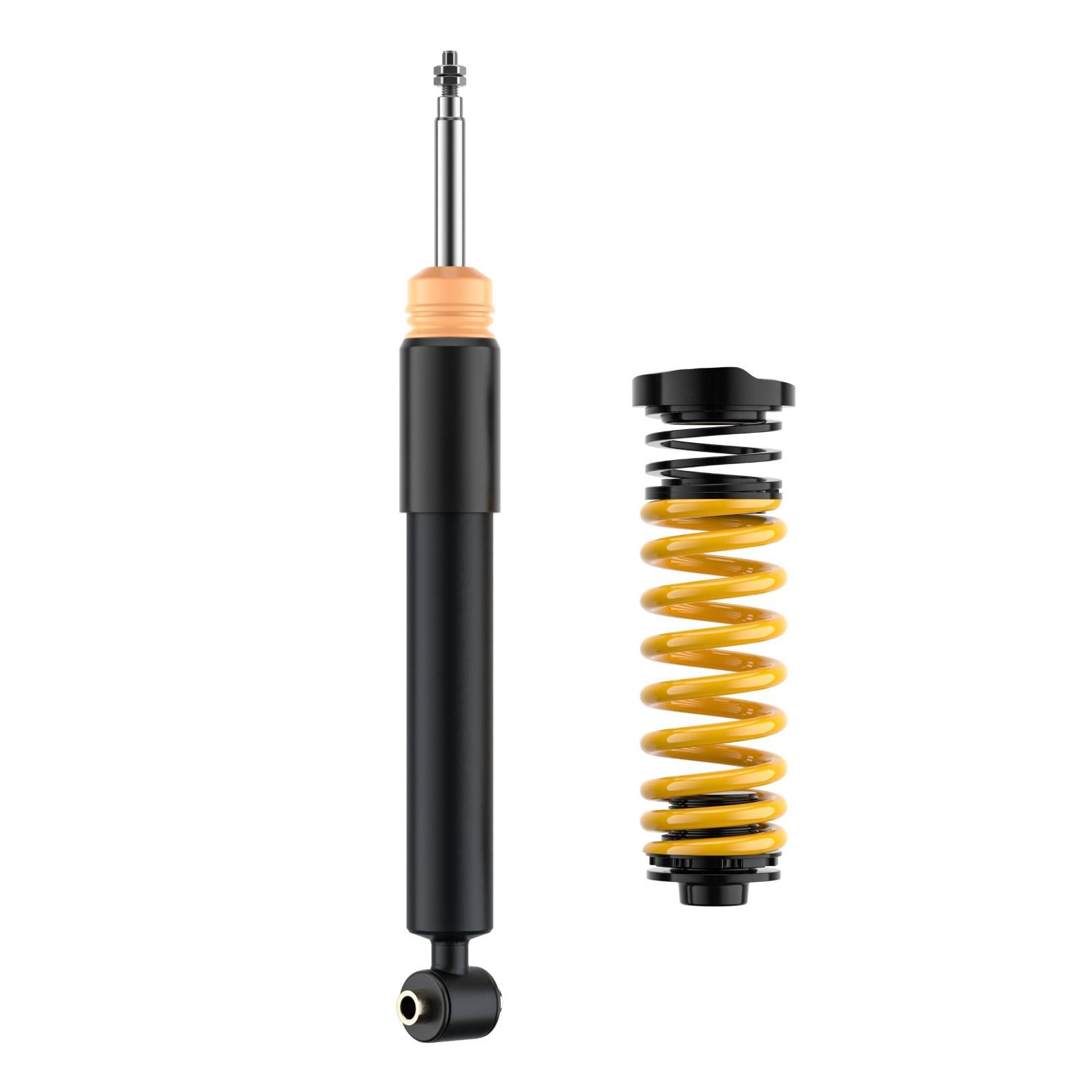 ST Suspension coilovers for BMW F20/F21 M135i, F22/F23 M235i, F30/F31 335i, F32/F33 435i, adjustable shock absorbers on a vehicle