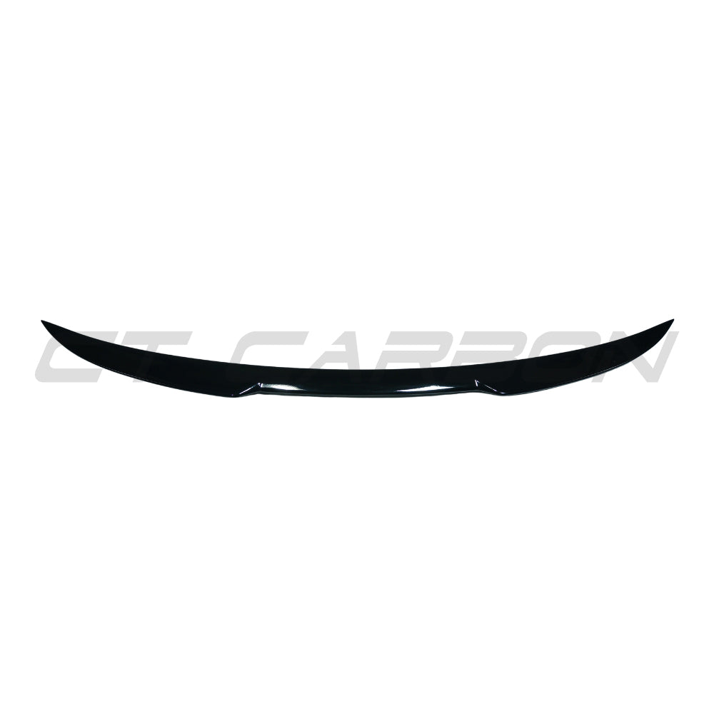 BMW 3 Series M3 G21 G81 2018+ CT Carbon gloss black middle spoiler on car roof, enhancing sporty look and aerodynamic performance.