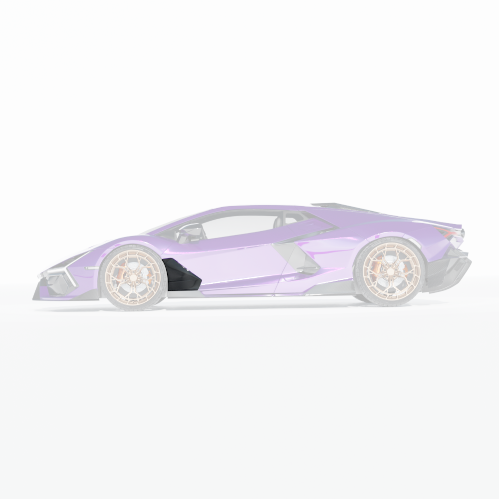 Lamborghini Revueltto matte carbon fiber door trim side skirts by CT Carbon, designed for sleek automotive styling.