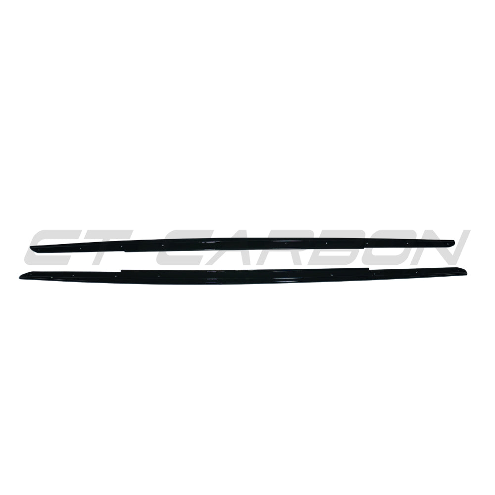 BMW 5 Series F10/F11 2011-2017 CT Carbon gloss black side skirts showing sleek, aerodynamic car exterior accessories