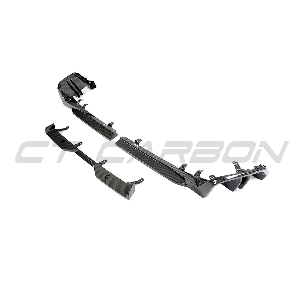 BMW G60 5 Series and I5 full carbon fiber kit by CT Carbon, showing detailed carbon fiber panels and fitment on the car.
