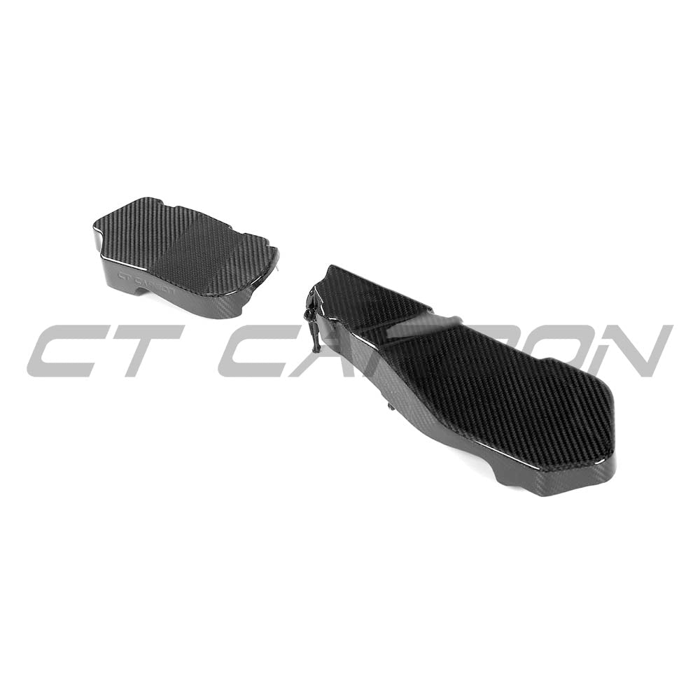 BMW G90 G99 M5 touring 2024 carbon fibre engine bay cover kit by CT Carbon, showing sleek, lightweight engine bay enhancement.