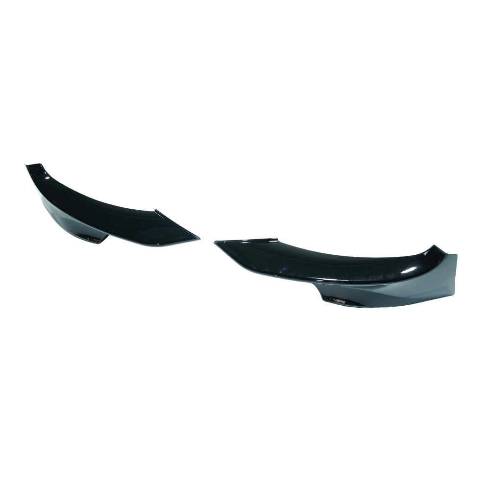 BMW 3 Series E92/E93 2009-2013 CT Carbon gloss black splitter corners V3, close-up view of the aerodynamic splitter parts.