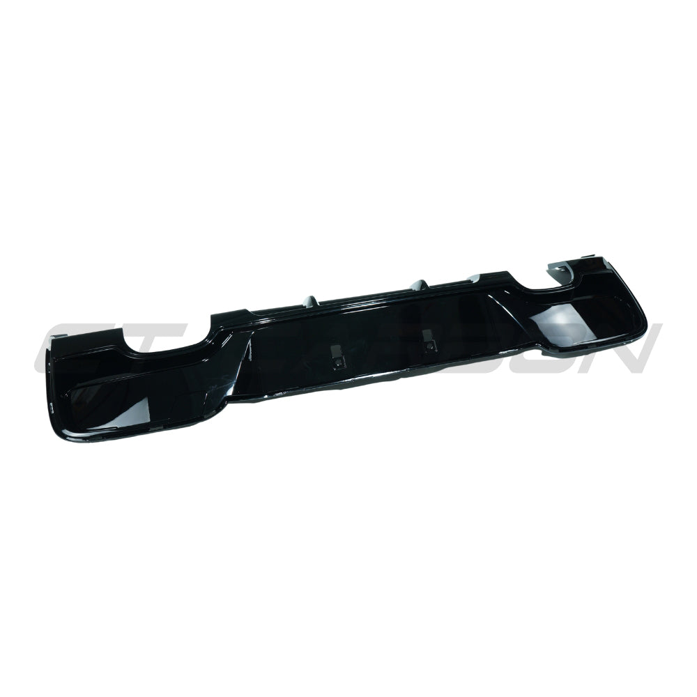 BMW 1 Series F20 F21 2012-2014 pre-LCI gloss black diffuser with dual tips, designed by CT Carbon for sporty style.