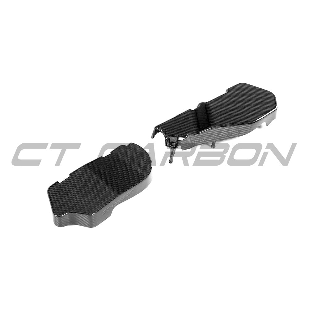 BMW G90 G99 M5 Touring 2024 CT Carbon fibre engine bay cover kit installed in the engine compartment.