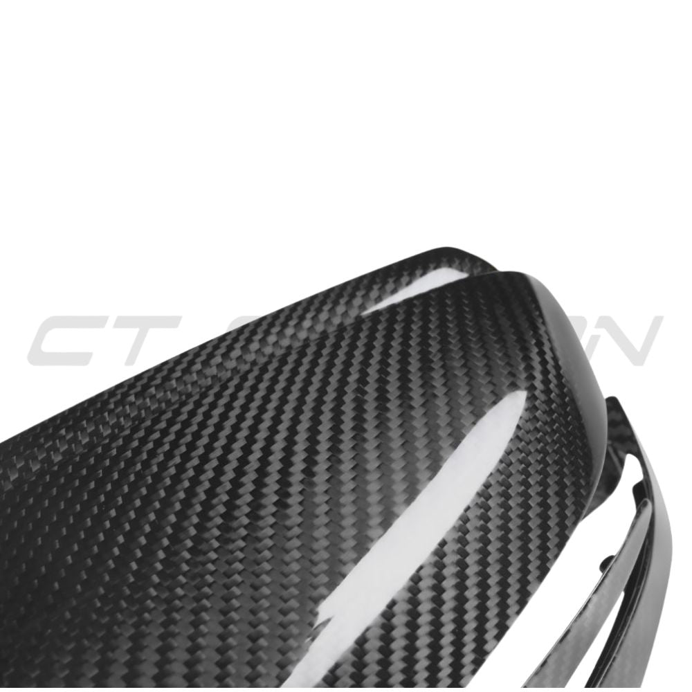 Mercedes G Class W463 2010-2018 CT Carbon pre-preg carbon fiber mirrors, close-up of sleek, aerodynamic side mirrors.