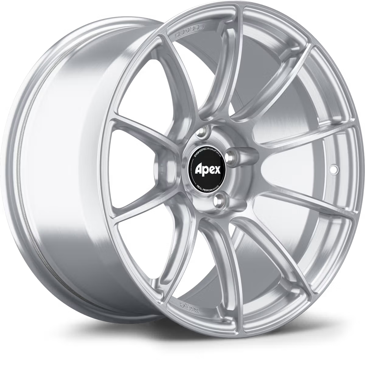 Apex SM-10RS forged alloy wheels showing a sleek, multi-spoke design in a close-up shot on a white background.