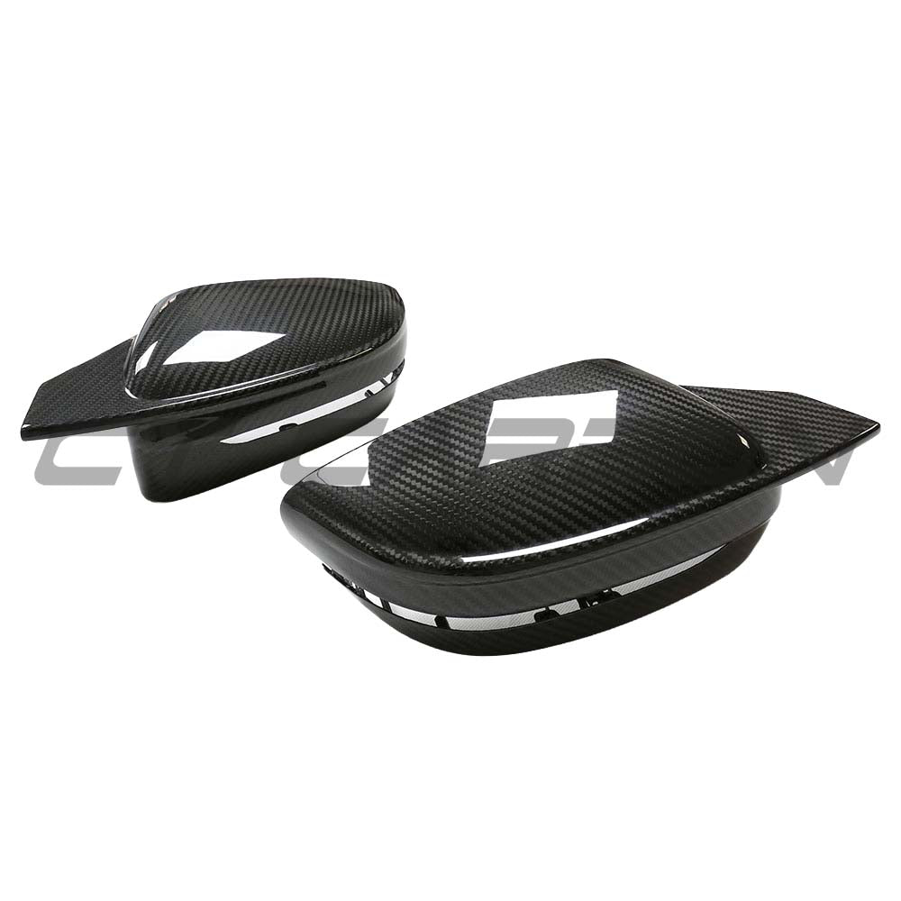 BMW G14 G15 G16 8 Series 2018+ LHD dry carbon fiber mirrors by CT Carbon, showing sleek, lightweight mirror housings.