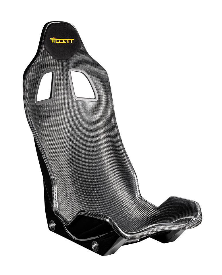 Tillett B10 carbon fiber bucket car seat designed for road and track use, featuring a sleek racing seat with supportive contours.