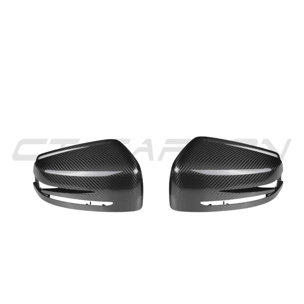 Mercedes G Class W463 2010-2018 CT Carbon pre-preg carbon fiber mirrors, close-up view of sleek, aerodynamic mirror design.
