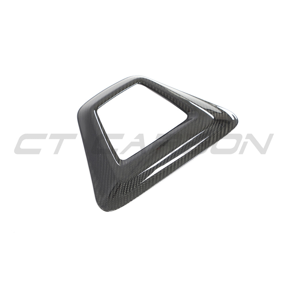Toyota Supra 2019+ A90 Carbon Fibre Rain Light Cover by CT Carbon, showing sleek black carbon fiber finish over the light cover.