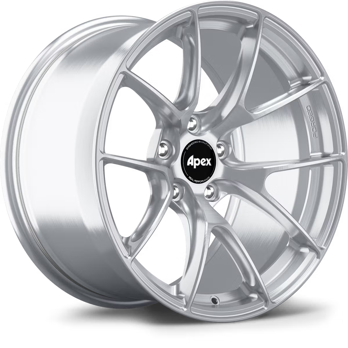 Apex VS-5RS forged alloy wheels with a sleek multi-spoke design, shown in a close-up image highlighting the wheel's finish and craftsmanship.