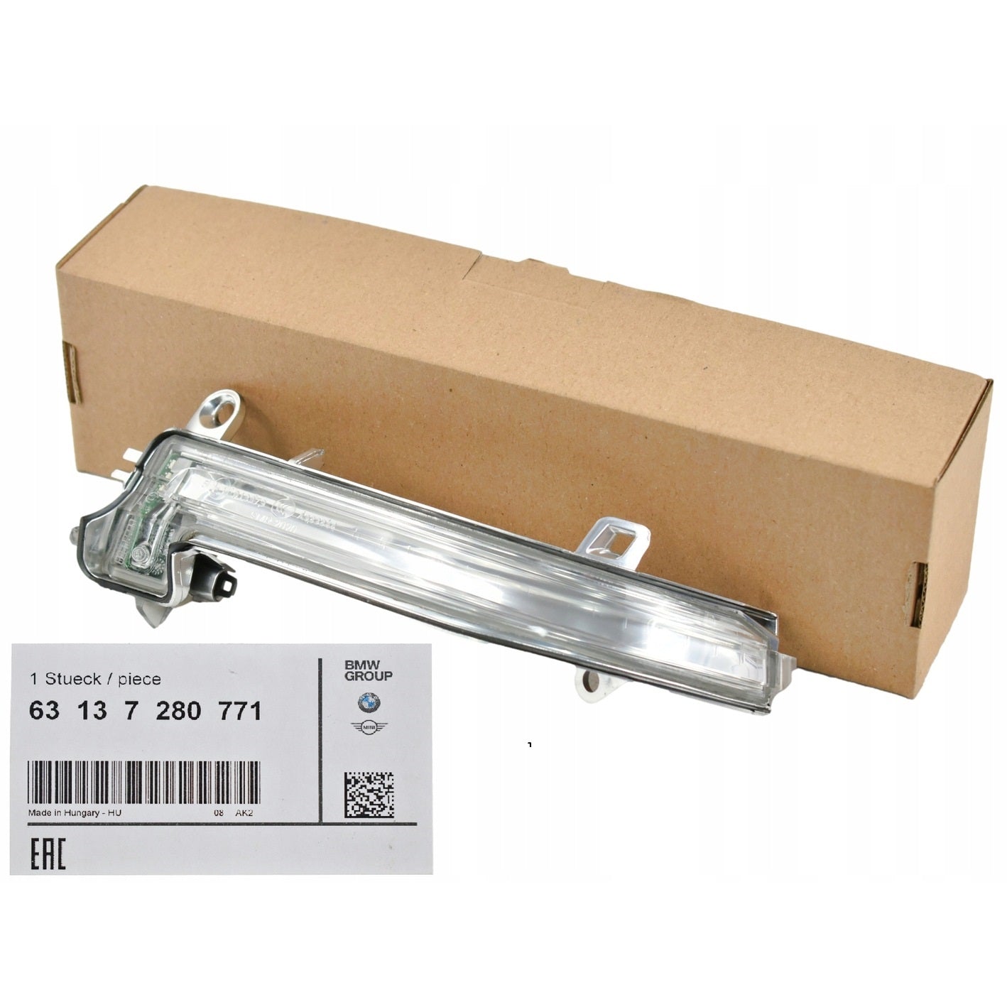 Genuine BMW left NS wing mirror auxiliary turn indicator for F20, F22, F87 M2, F30, F32, F36 models, part 63137280771.