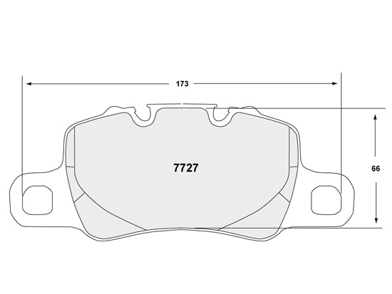 PFC Porsche 991, 992, 981 GT4 rear brake pads by PFC Brakes, shown in black with metal clips on a white background.