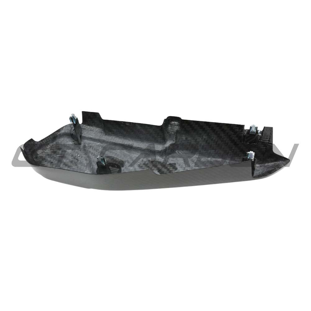 BMW F9X M5 and M8 carbon fibre engine bay trim left side by CT Carbon, showcasing sleek black carbon fiber accessory.