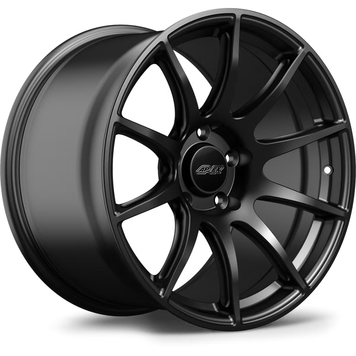 Apex SM-10 flow formed alloy wheels showcasing sleek, multi-spoke design in a metallic finish for sporty vehicles.