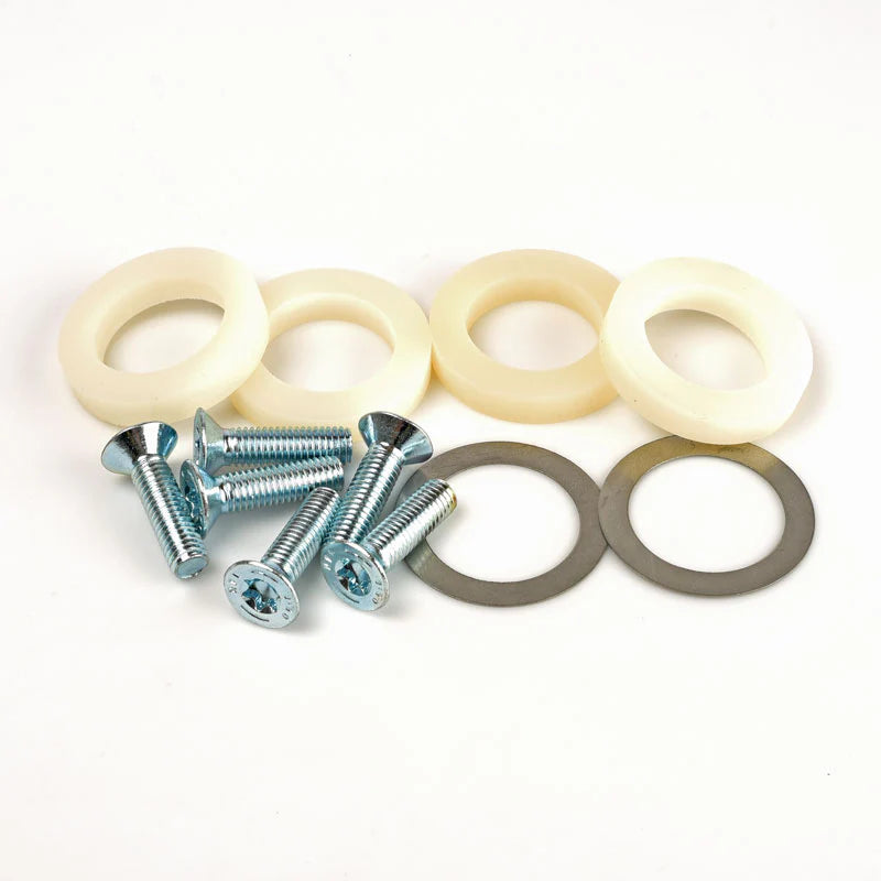 Millway Motorsport street camber plates service kit with bolts for vehicle suspension upgrades, shown in the image.
