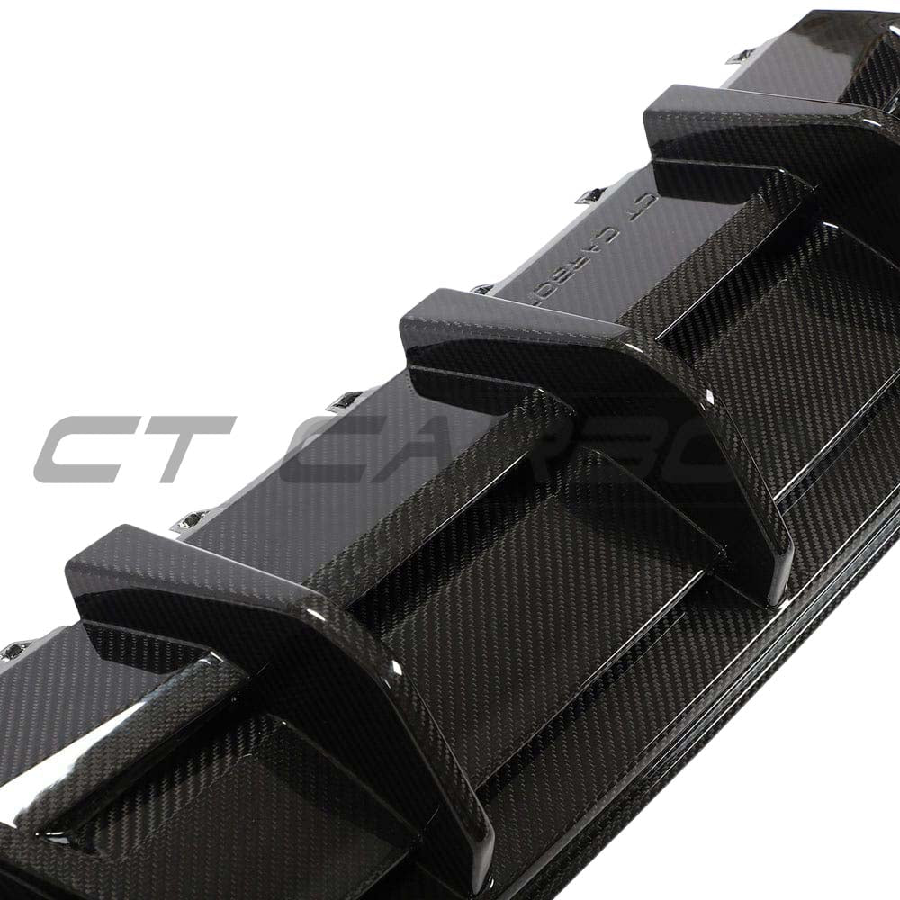 Audi A3/S3/RS3 8Y Sportback full carbon fiber kit by CT Carbon, featuring diffuser and aerodynamic enhancements.