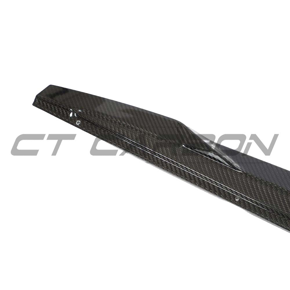Audi A3 S-Line and S3 8Y 2020 carbon fibre side skirts by CT Design installed on vehicle, showcasing sleek aerodynamic enhancements.