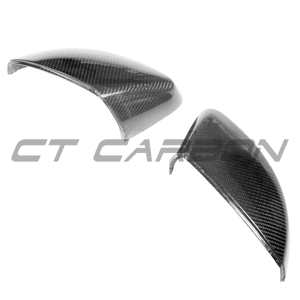 Carbon fiber side mirrors for Audi A3/S3/RS3 8V by CT Carbon, without lane assist, featuring sleek pre-preg carbon finish.