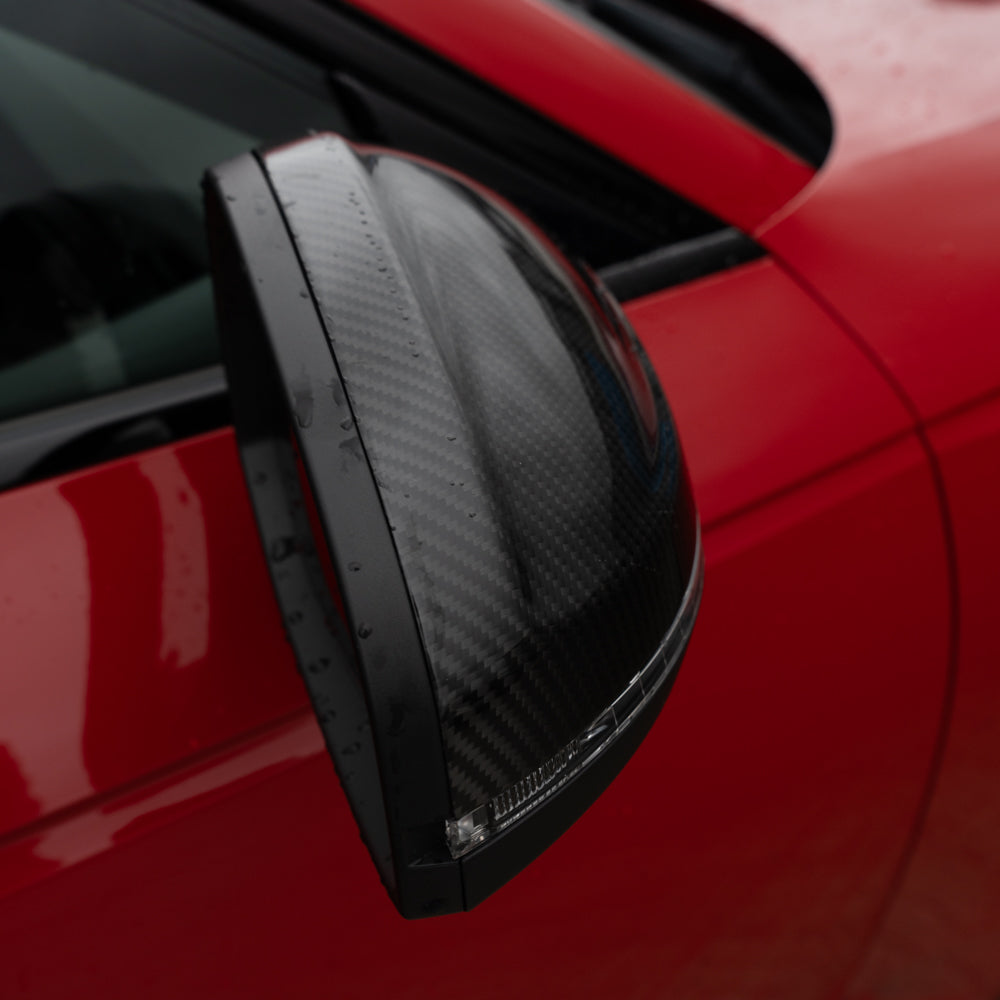 Audi A4/S4/RS4/A5/S5/RS5 B9 2016-2025 carbon fiber side mirror accessories by CT Carbon, without lane assist, showing sleek pre-preg finish.