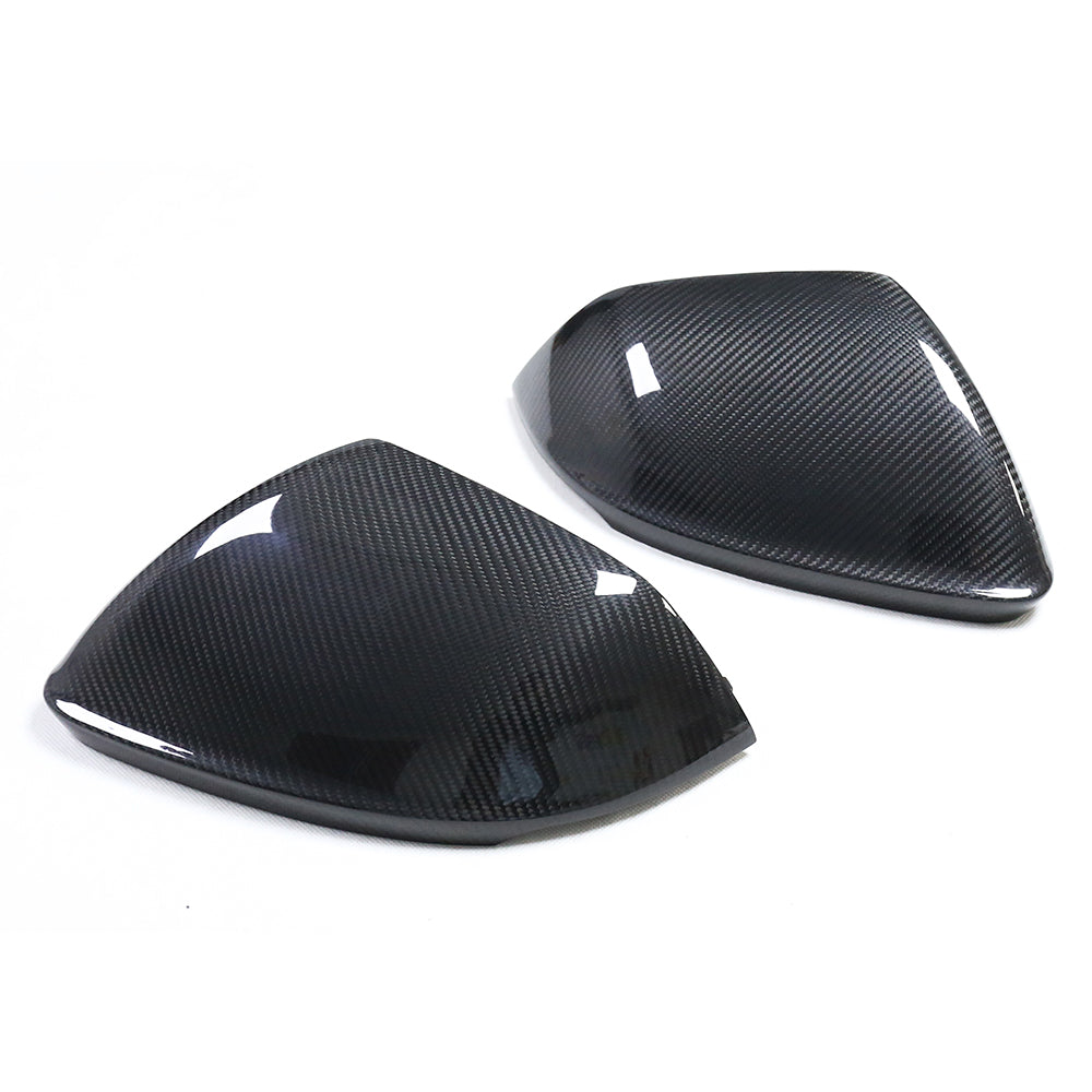 Carbon fiber side mirrors for Audi Q8, SQ8, RSQ8, and Lamborghini Urus by CT Carbon, without lane assist, showing sleek design.