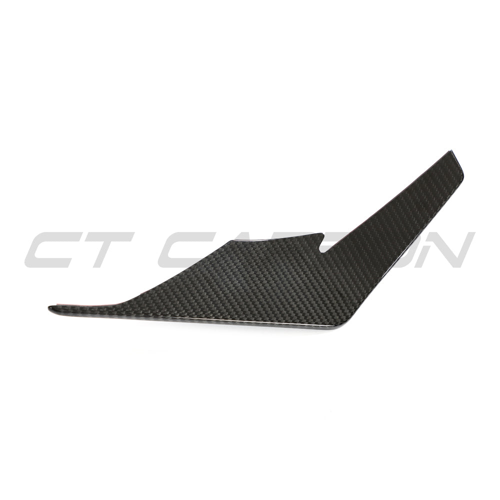 CT Carbon Audi R8 V10 Gen 2.5 carbon fiber front canards spoiler, showcasing sleek aerodynamic design and high-quality craftsmanship.