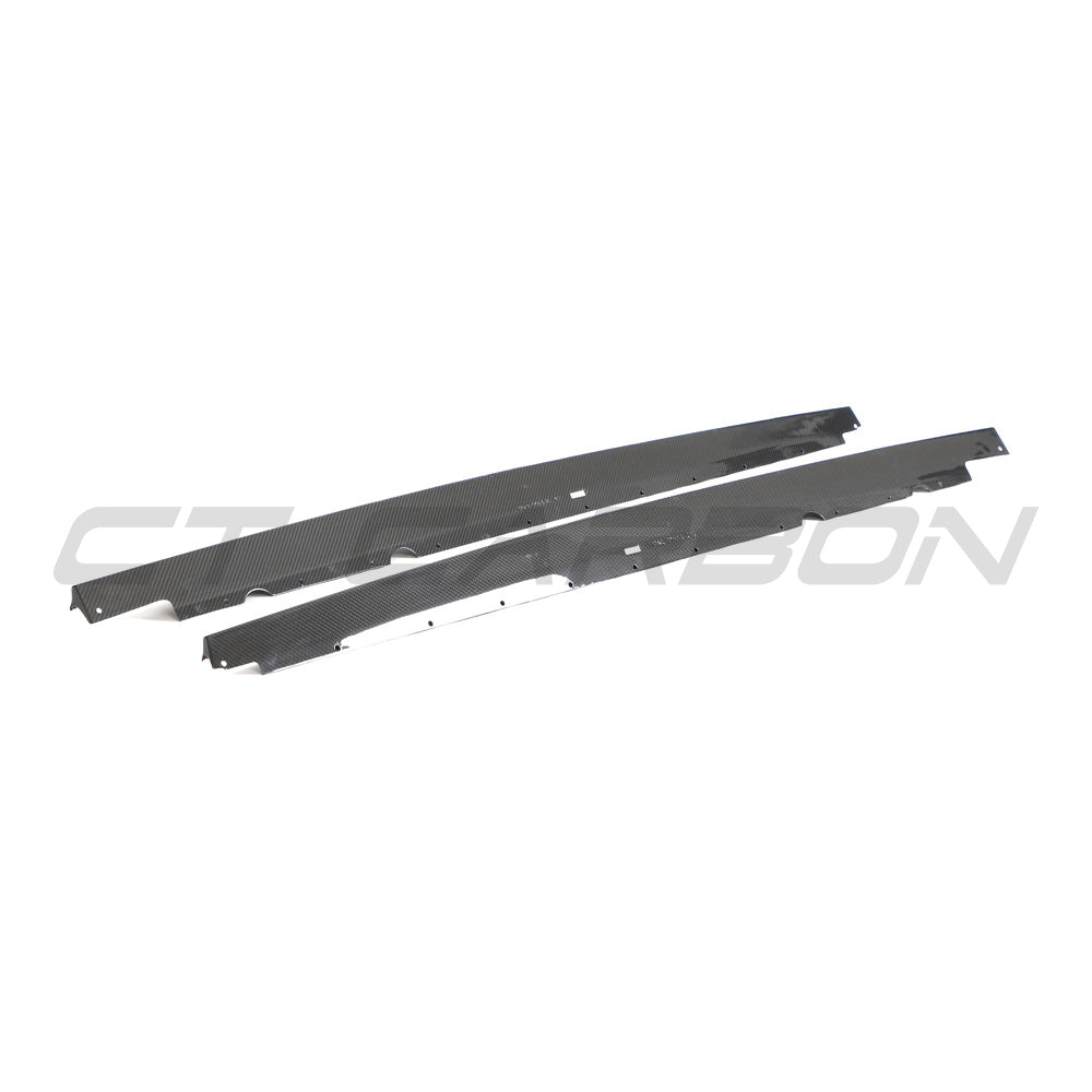 Audi R8 V10 Gen 2.5 carbon fibre side skirts by CT Carbon, featuring sleek, high-performance automotive styling.