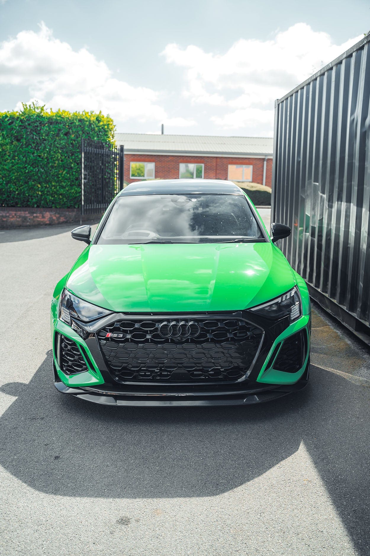 Full view of the CT Design carbon fiber kit on an Audi RS3 8Y Sportback, showcasing sleek, lightweight carbon fiber components.