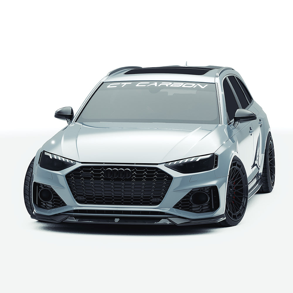 Audi RS4 B9.5 CT Design V2 carbon fibre kit showing sleek carbon fibre accents on the car's exterior panels.