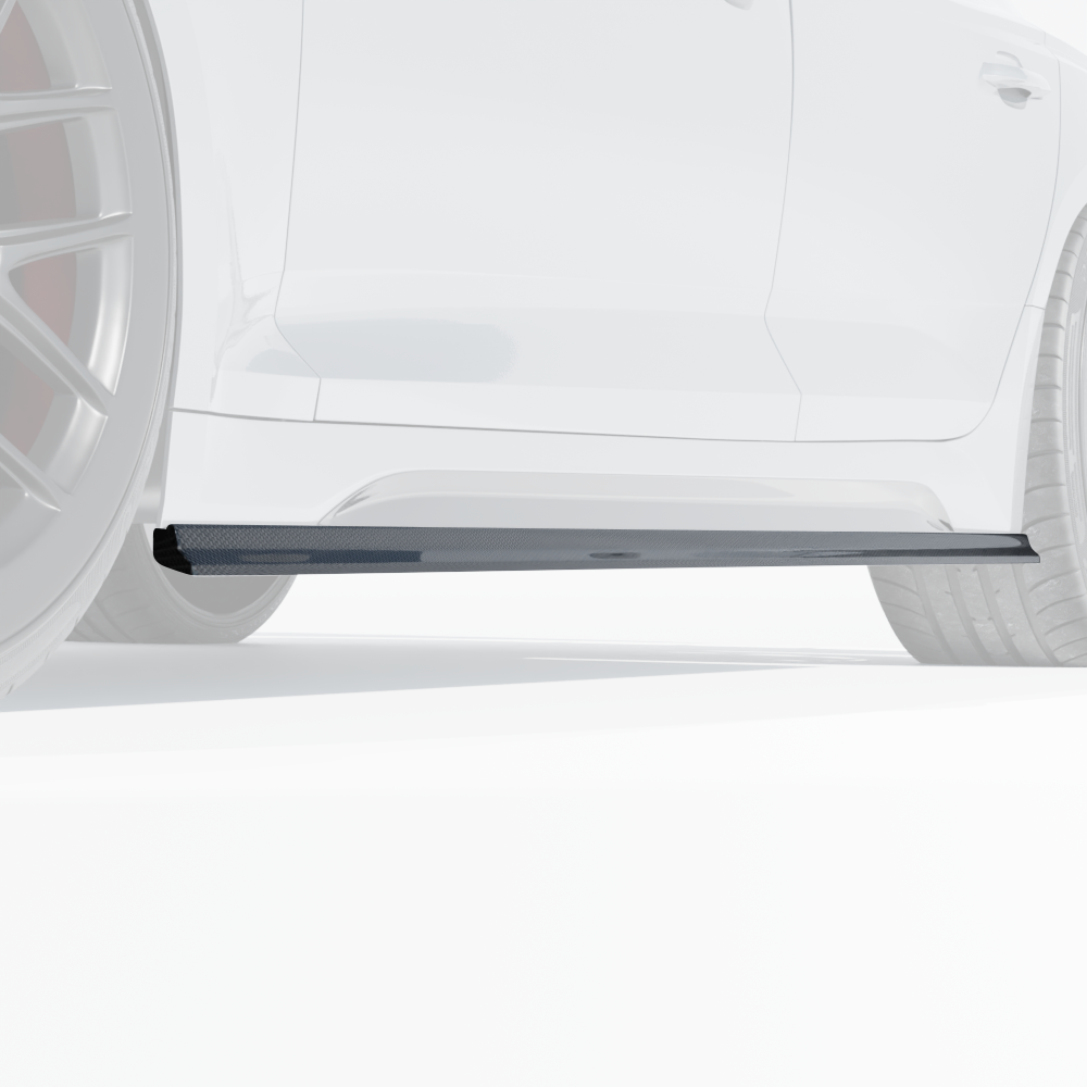Carbon fibre side skirts for Audi RS5 B9.5 Sportback 2020-2024 by CT Design, showcasing sleek, aerodynamic car side styling.