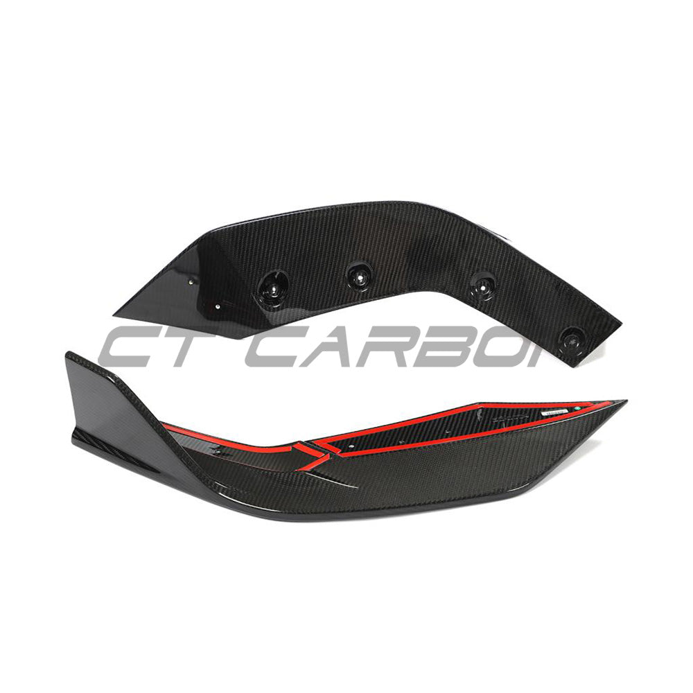 Audi RS6 Avant C8 carbon fiber splitter by CT Carbon, showing the sleek, aerodynamic front splitter on the vehicle.