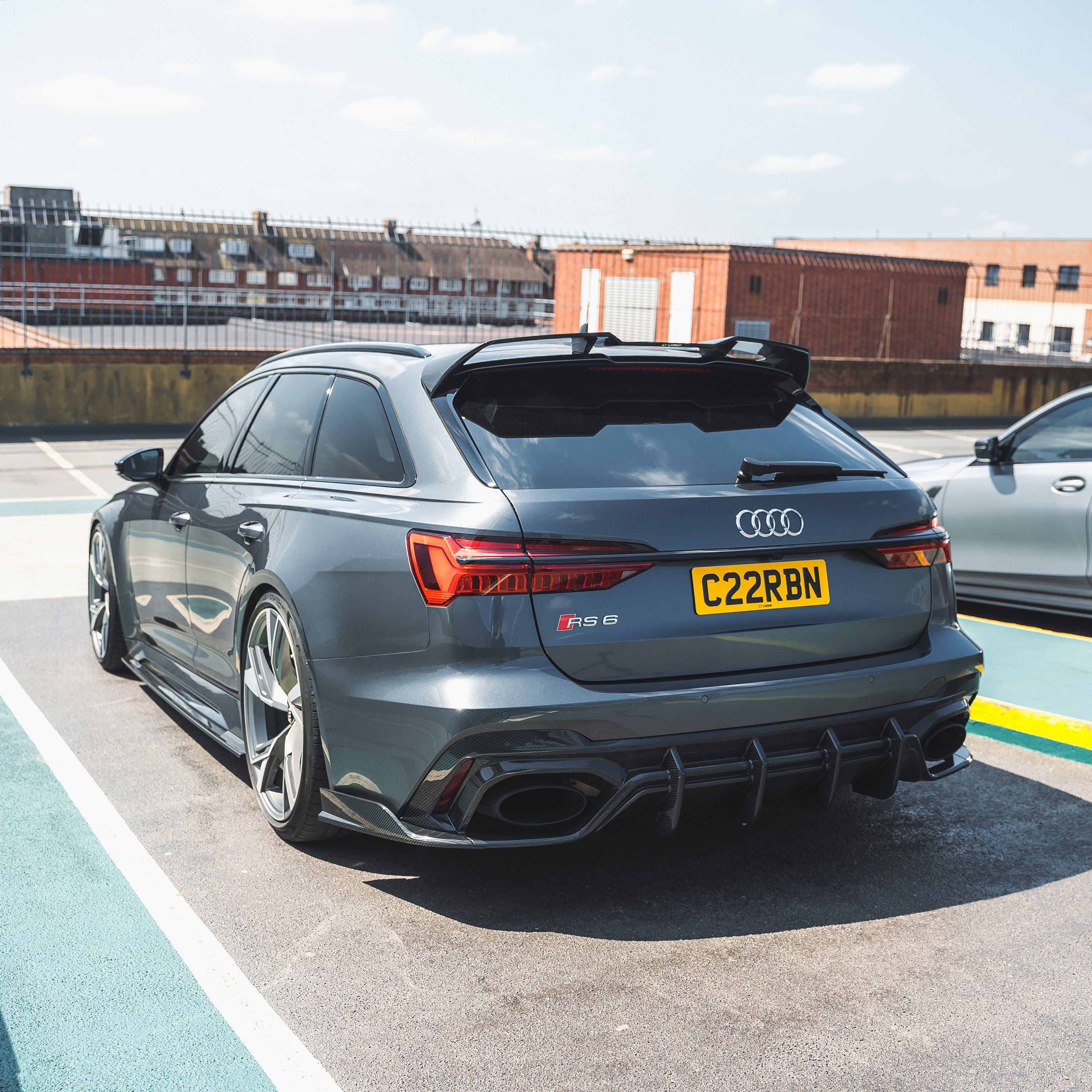Audi RS6 C8 Avant full carbon fibre kit by CT Carbon, featuring lightweight, high-quality carbon fibre components for sporty styling.